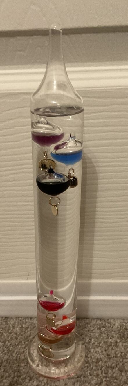 Galileo Glass Thermometer 11.75" Colorful Floating Bulbs Decorative Desk Accent
